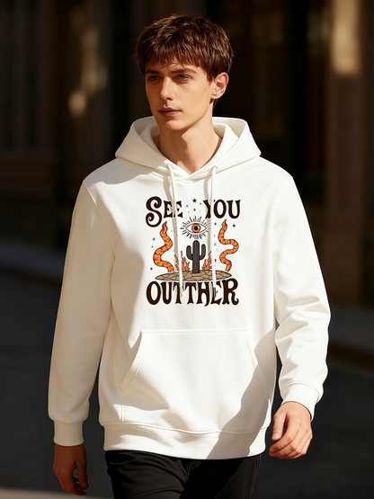 Men's Graphic Hoodie See You Out There Desert Cactus With Sun And Winding Snakes Graphic Hoodie