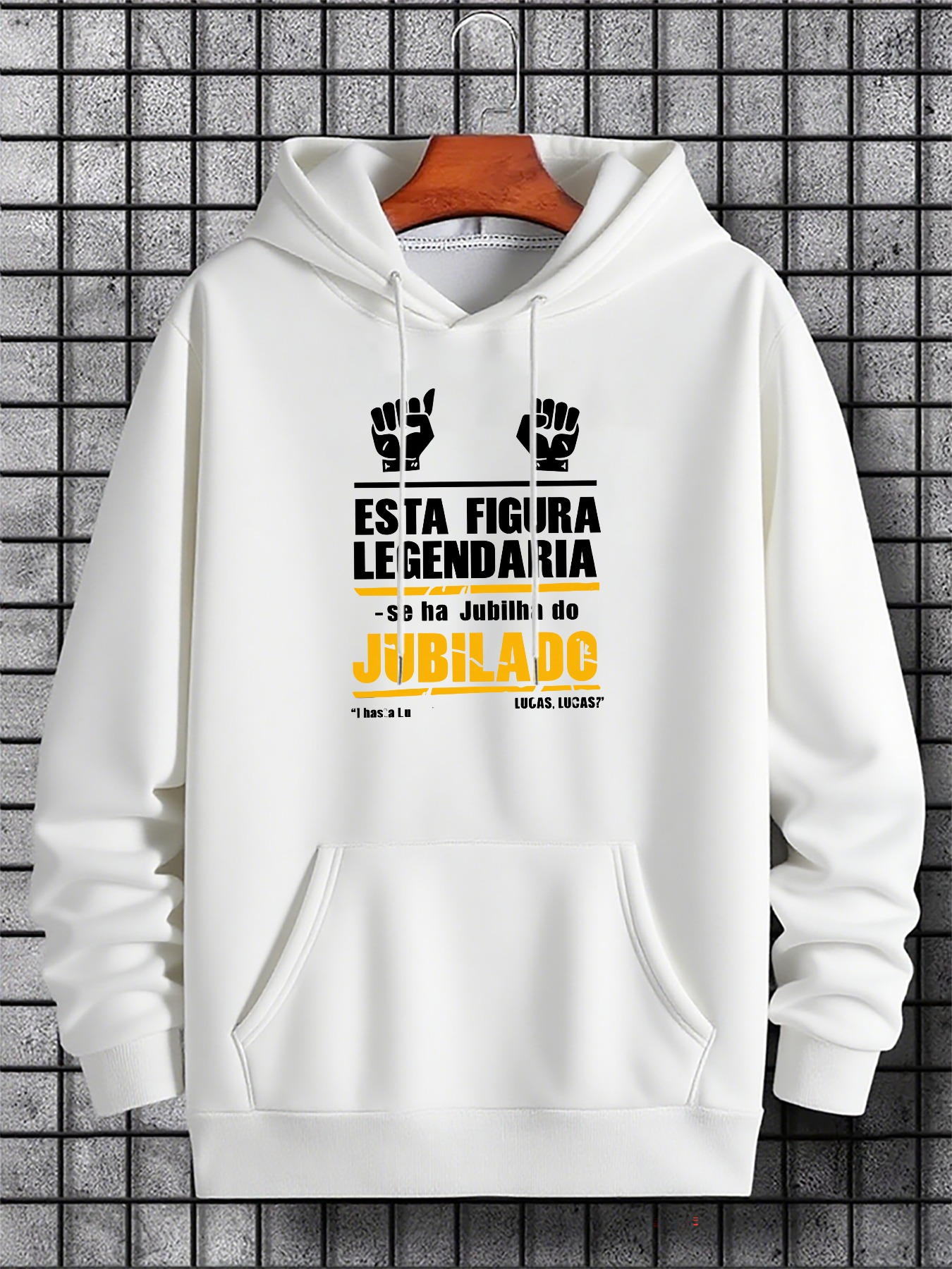 Men's Graphic Hoodie Legendary figure， Spanish text， fist print