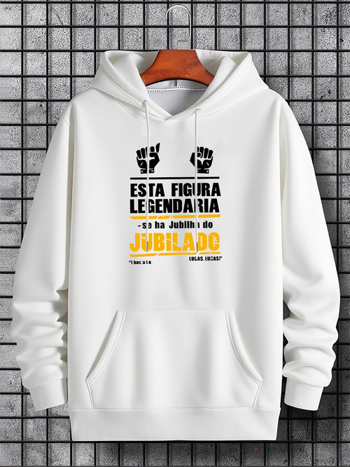 Men's Graphic Hoodie Legendary figure， Spanish text， fist print