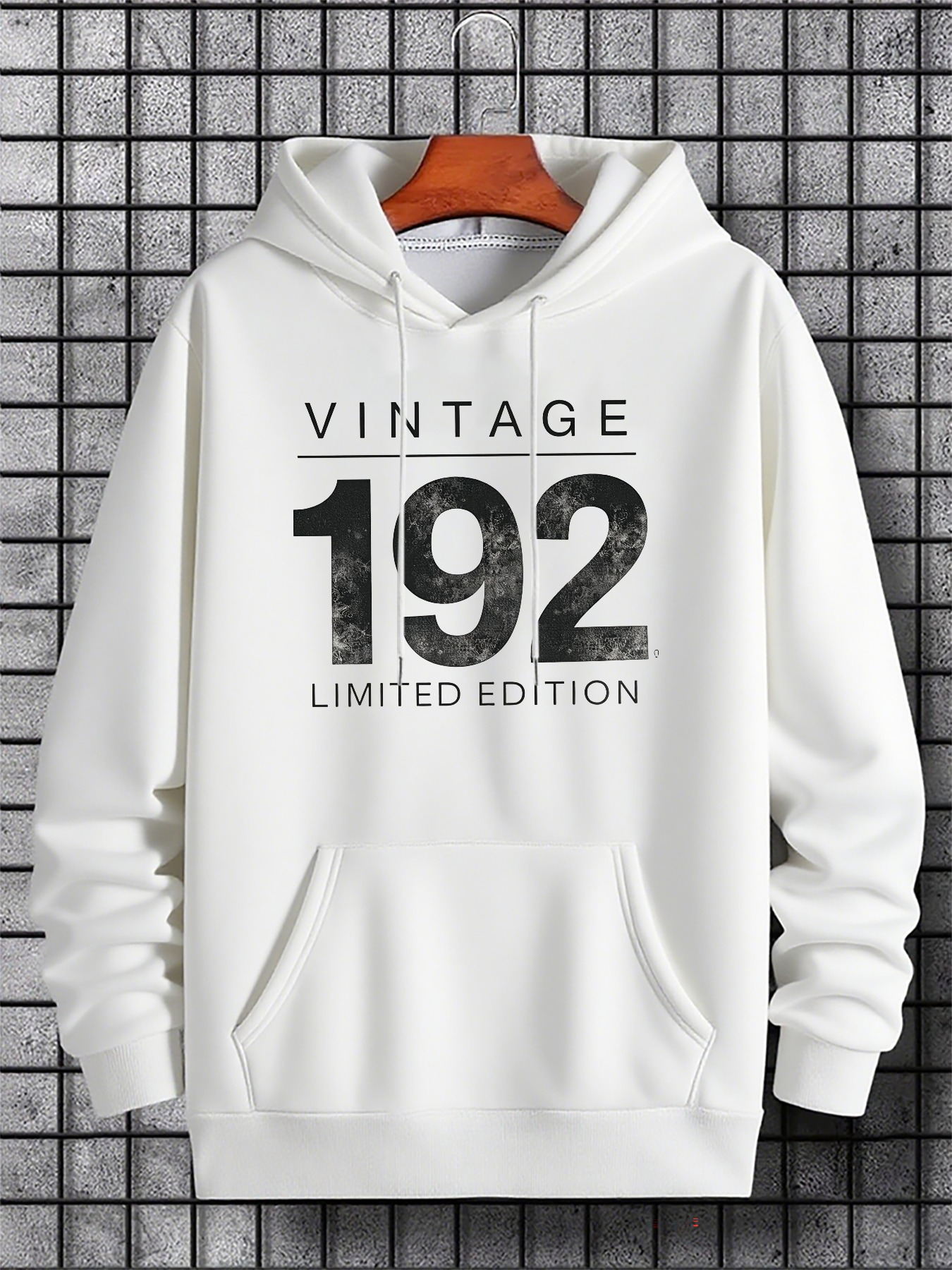Men's Graphic Hoodie Vintage 192 Limited Edition Bold Typography On White Hoodie