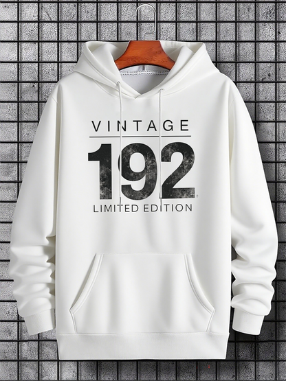 Men's Graphic Hoodie Vintage 192 Limited Edition Bold Typography On White Hoodie