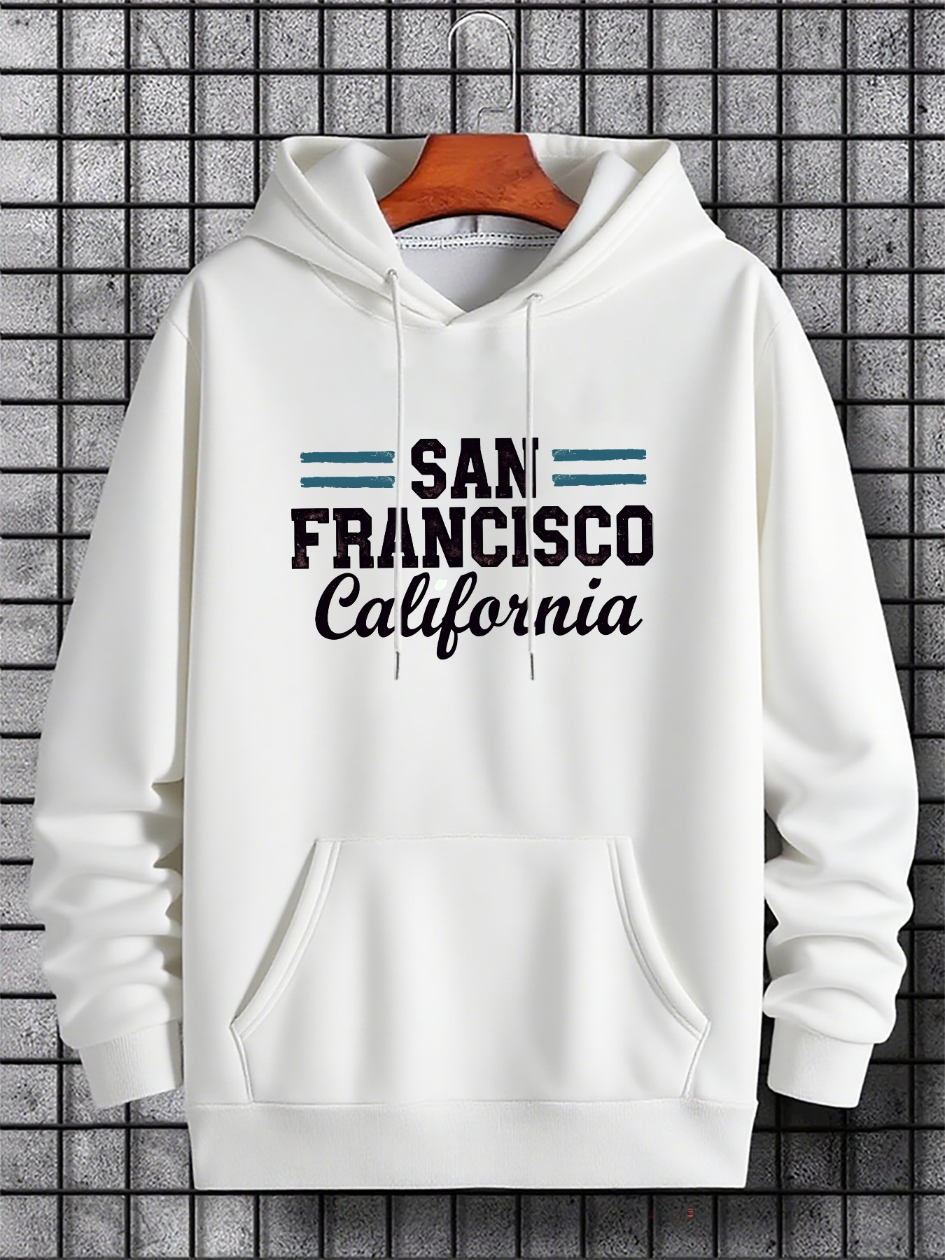 Men's Graphic Hoodie San Francisco California Urban Lines Among Minimalist Modern Hooded Sweatshirt
