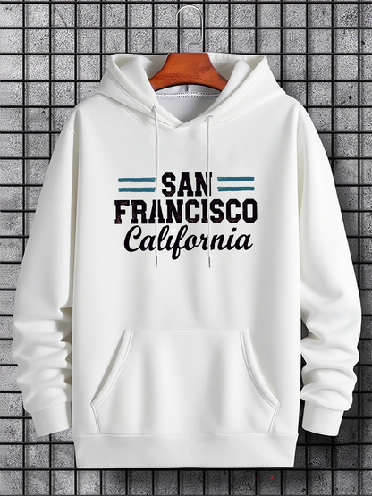 Men's Graphic Hoodie San Francisco California Urban Lines Among Minimalist Modern Hooded Sweatshirt