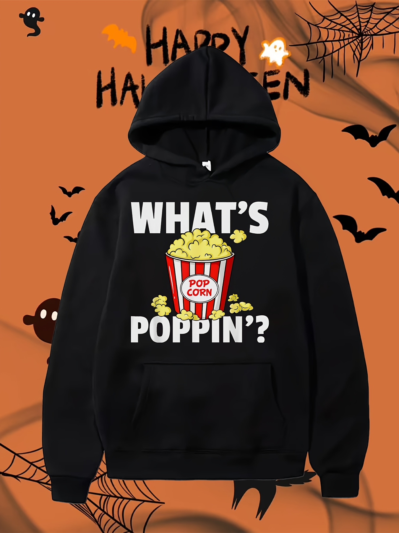 Men's Graphic Hoodie Whats Poppin Carton Of Fresh Movie Theater Popcorn Hoodie