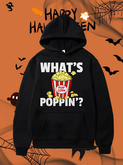 Men's Graphic Hoodie Whats Poppin Carton Of Fresh Movie Theater Popcorn Hoodie