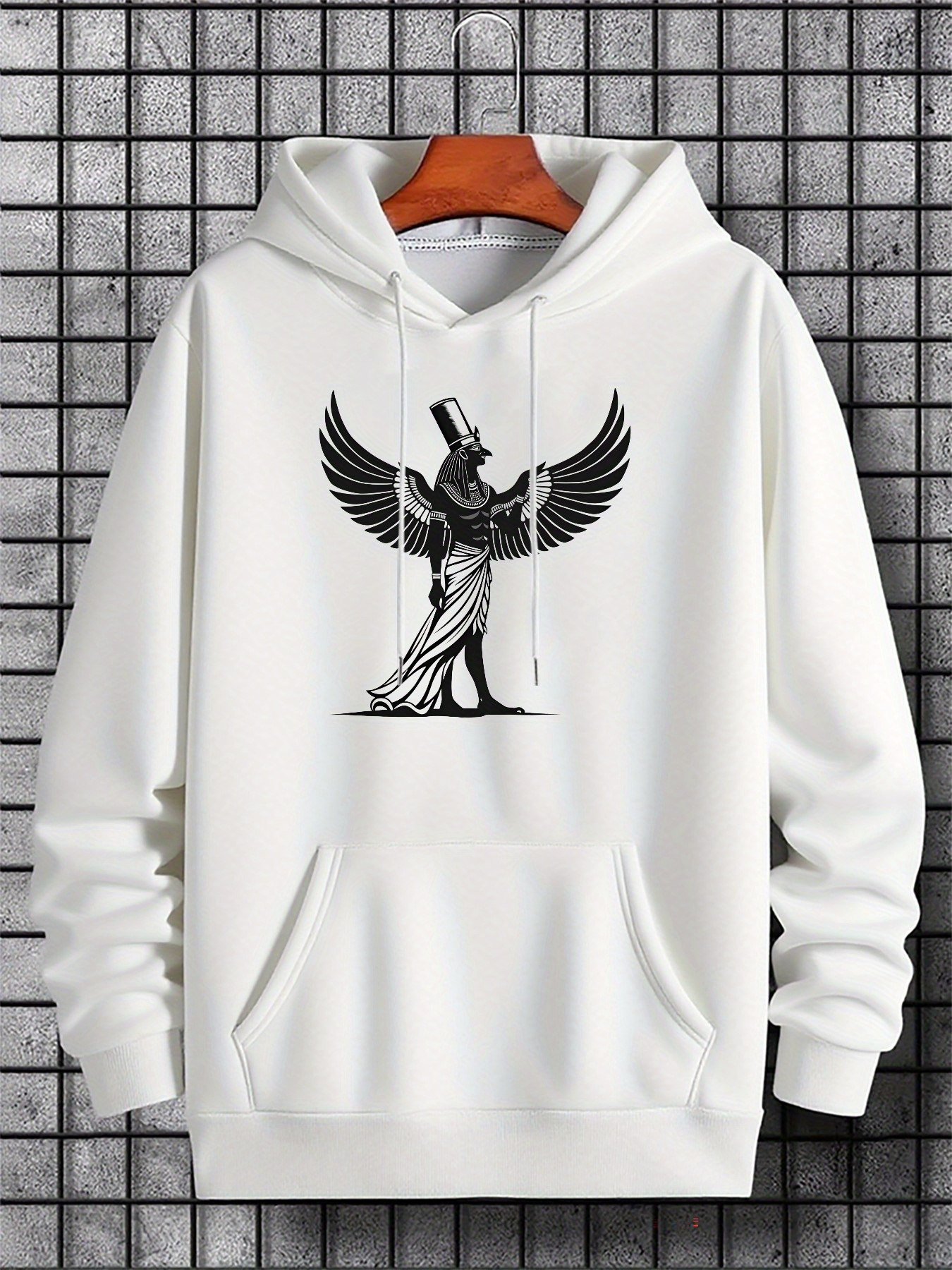 Men's Graphic Hoodie Elegant Figure With Outstretched Wings And Flowing Robe Angel
