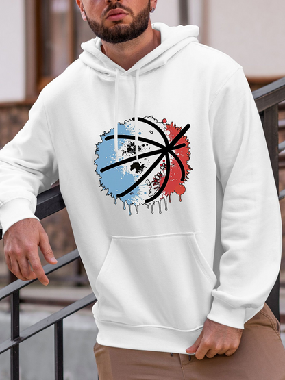 Men's Graphic Hoodie Splattered Paint With Black Dynamic Curved Lines Basketball