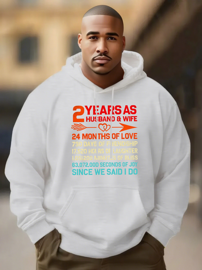 Men's Graphic Hoodie Two Years As Husband Wife Of Heartfelt Words On White Hoodie