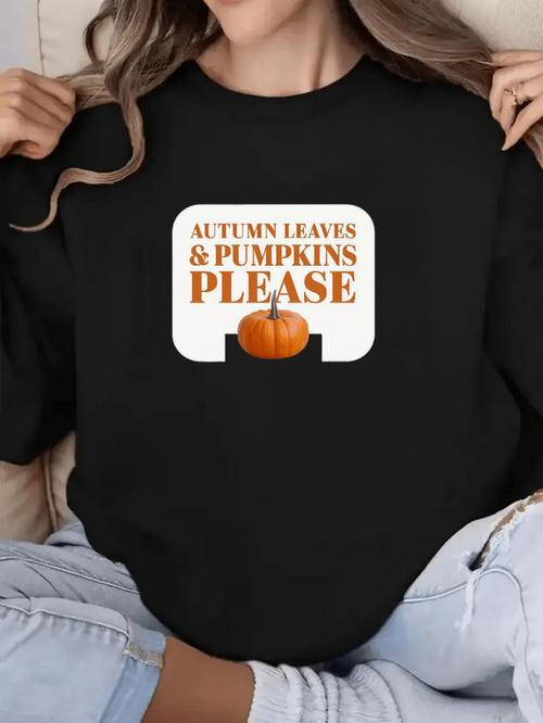 Women's Graphic Hoodie Autumn Leaves With Pumpkins Please Surrounded By Cozy Harvest Vibes Sweatshirt