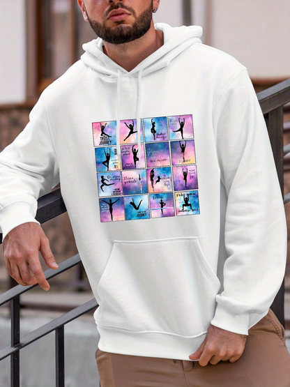 Men's Graphic Hoodie Colorful Light Gradients With Silhouetted Dancers Against The Sunset Sky Dancer