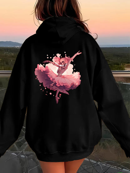 Women's Graphic Hoodie Dancing In A Cloud Of Pink Petals Graceful Ballerina