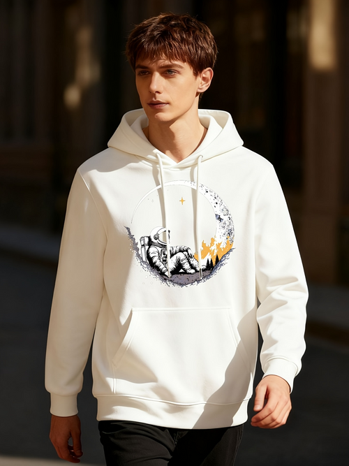 Men's Graphic Hoodie Moonlit Forest With Wolves Howling Under Starry Sky