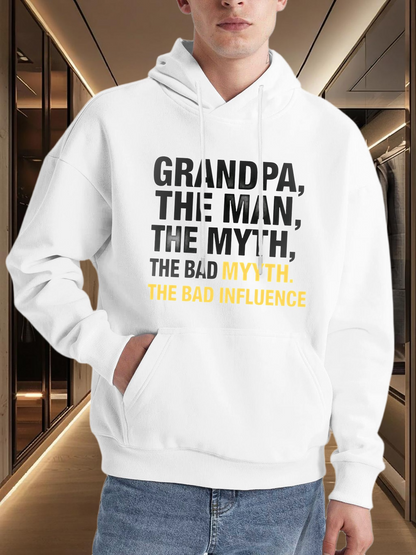 Men's Graphic Hoodie Grandpa The Man The Myth The Bad Influence Letters Hoodie