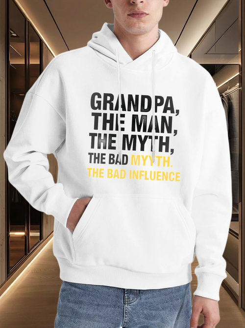 Men's Graphic Hoodie Grandpa The Man The Myth The Bad Influence Letters Hoodie