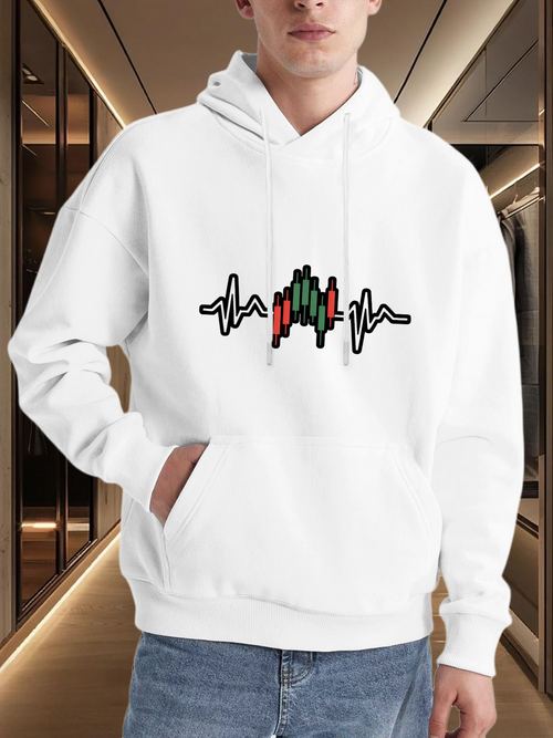 Men's Graphic Hoodie Colorful Soundwave Pattern Bright Modern Abstract Hoodie
