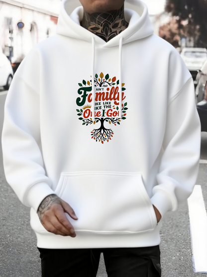 Men's Graphic Hoodie Family Roots Tree With Colorful Typography Among Leafy Branches