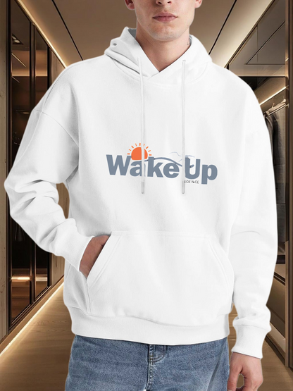 Men's Graphic Hoodie Wake Up Sunrise Graphic With Soft Blue Morning Hoodie