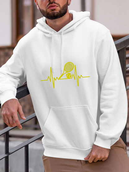 Men's Graphic Hoodie Heartbeat Line With Tennis Ball And Racket Hoodie