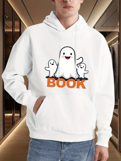 Men's Graphic Hoodie Playful Little Ghosts With Smiling Faces Surrounding Happy Cartoon Ghost
