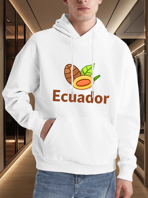 Men's Graphic Hoodie Ecuador Tropical Fruits With Leaves Brightly Colored Illustration