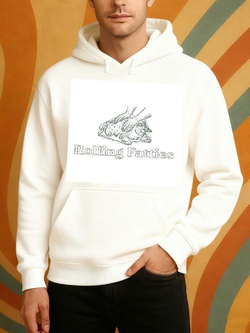 Men's Graphic Hoodie Rolling Faster With Detailed Sketch Lines On Bunny Rabbit
