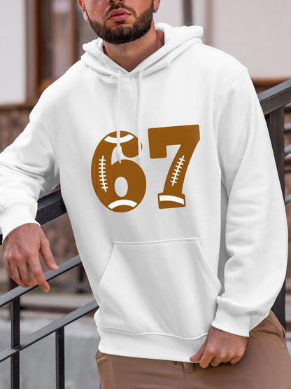 Men's Graphic Hoodie Sporty Brown Vintage Football Themed Number Hoodie