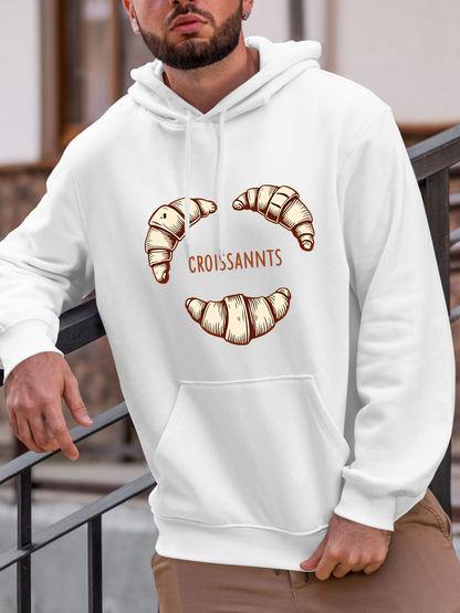 Men's Graphic Hoodie Croissants Rustic Golden Layers Surrounded By Painted French Pastry Croissant