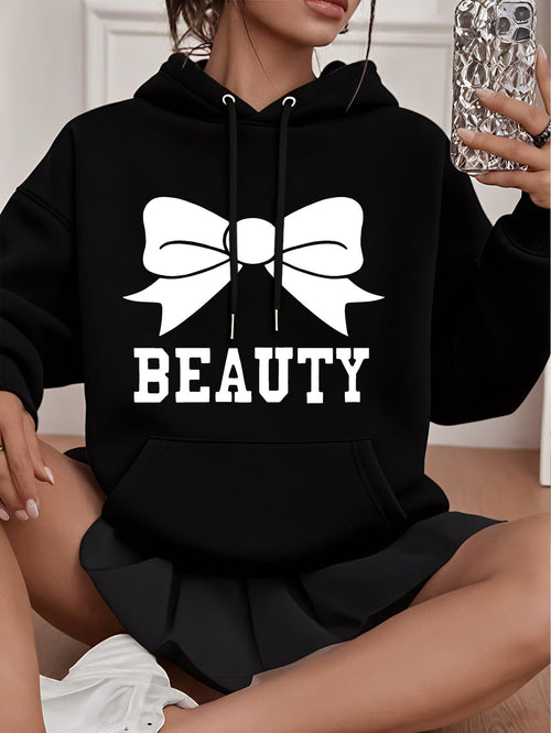 Women's Graphic Hoodie Beauty With Elegant Ribbon Bow Under Soft Light Hoodie