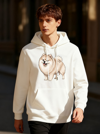 Men's Graphic Hoodie Soft Sunlight Shining Down On Fluffy Cream Colored Shiba Inu Dog