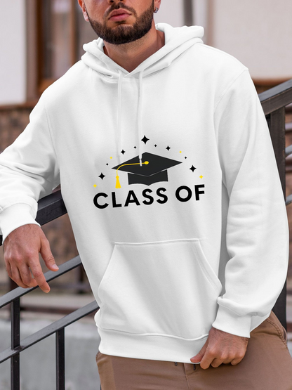 Men's Graphic Hoodie Class Of With Sparkling Stars And Graduation Cap