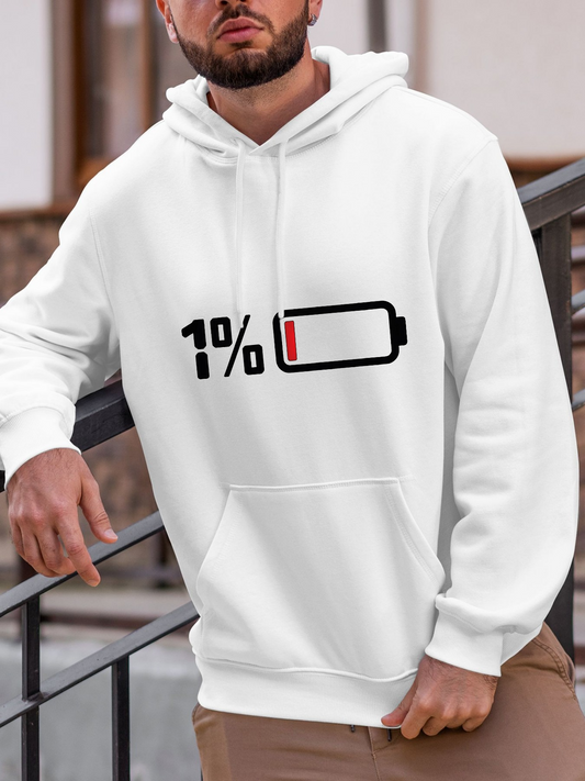 Men's Graphic Hoodie Minimal Percentage Icon With Colored Low Battery Symbol