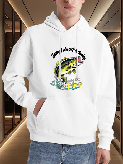 Men's Graphic Hoodie Sorry I Didnt Ask Fishing Excuse Guitar Bass Fish Hoodie