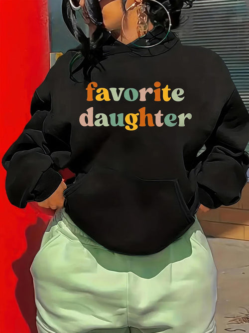 Women's Graphic Hoodie Favorite Daughter Playful Colored Letters On Cozy Cotton Sweatshirt