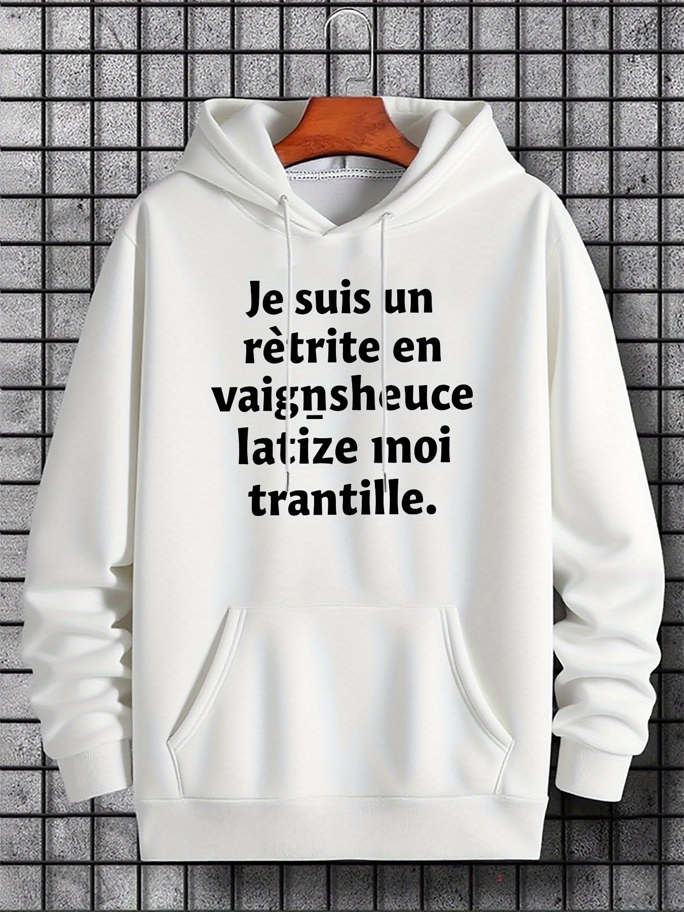 Men's Graphic Hoodie Black French text