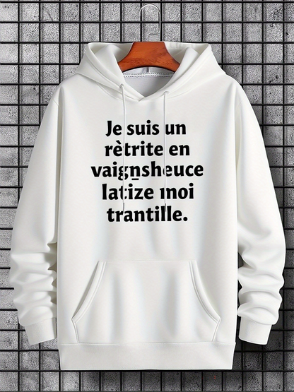 Men's Graphic Hoodie Black French text