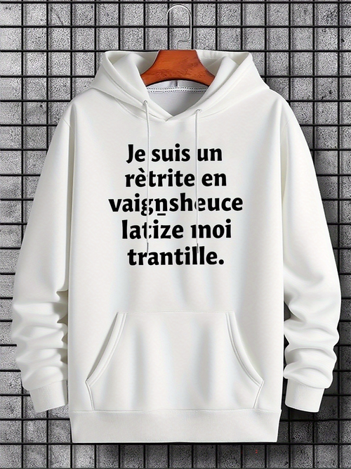 Men's Graphic Hoodie Black French text
