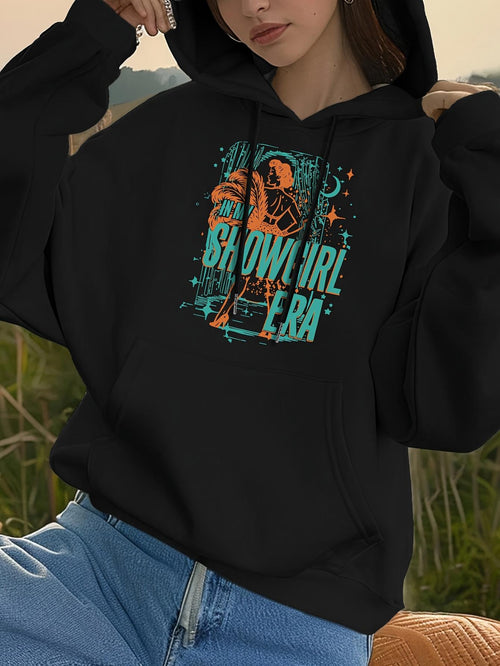 Women's Graphic Hoodie Retro Neon Colors With Abstract Shapes And Text Cowgirl Era