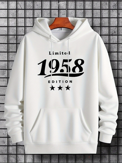 Men's Graphic Hoodie Limited Edition Stars And Bold 1958 Print Hoodie