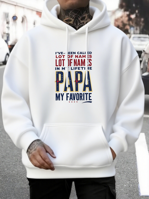 Men's Graphic Hoodie Favorite Lifetime Papa Name Hoodie With Multicolor Urban Lettering