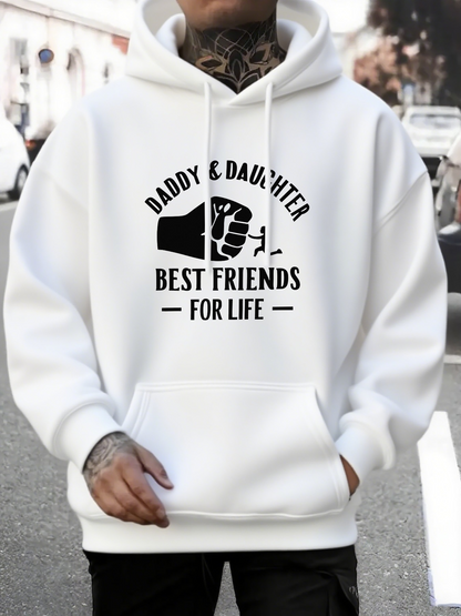 Men's Graphic Hoodie Daddy And Daughter Best Friends For Life Fist Bump Gesture Under Bold Lettering