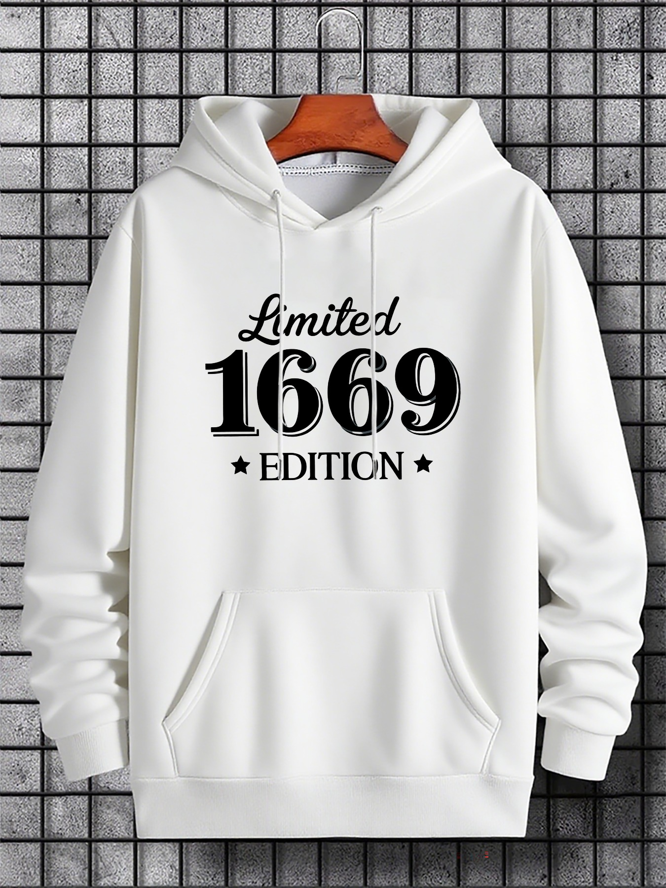 Men's Graphic Hoodie Limited Edition Bold Black Numbers Surrounded By Small Stars Hoodie
