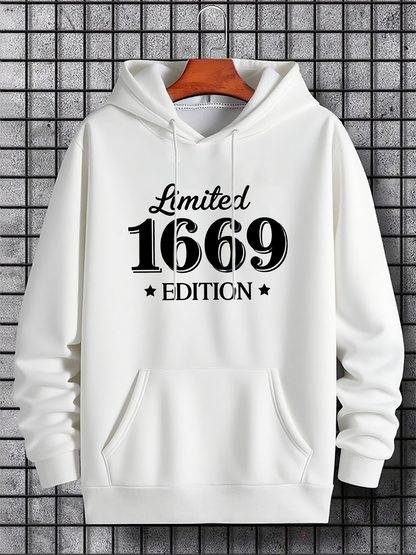 Men's Graphic Hoodie Limited Edition Bold Black Numbers Surrounded By Small Stars Hoodie