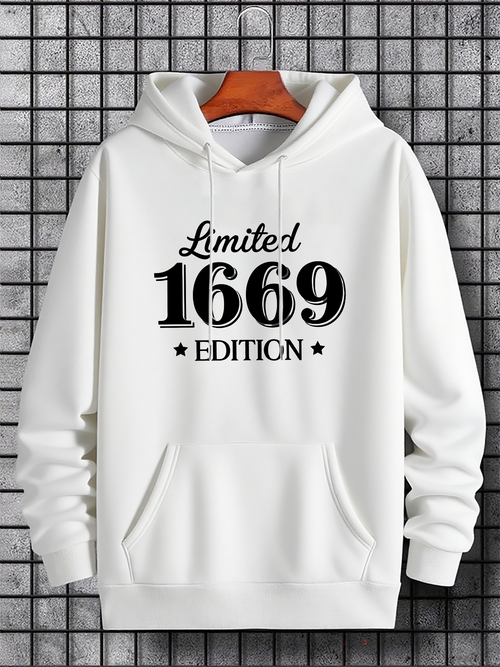 Men's Graphic Hoodie Limited Edition Bold Black Numbers Surrounded By Small Stars Hoodie