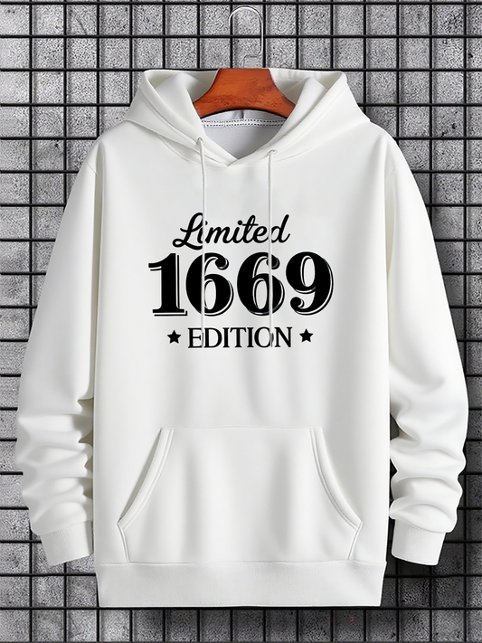 Men's Graphic Hoodie Limited Edition Bold Black Numbers Surrounded By Small Stars Hoodie