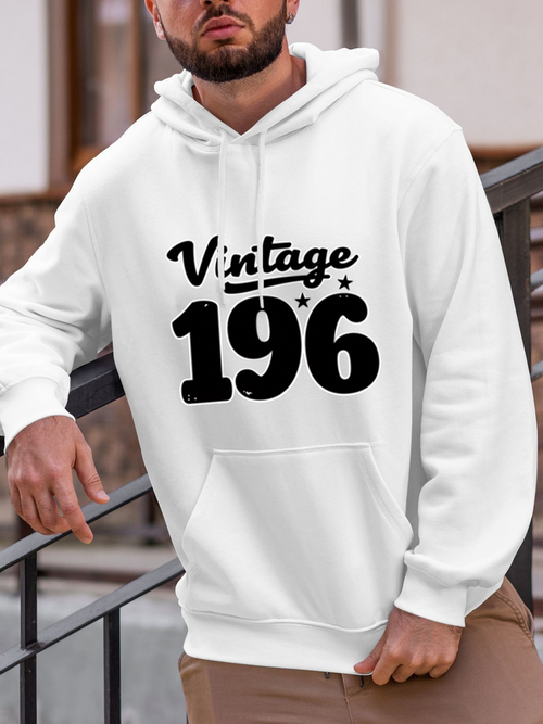 Men's Graphic Hoodie Vintage Style With Bold Black Numbers On White Hoodie
