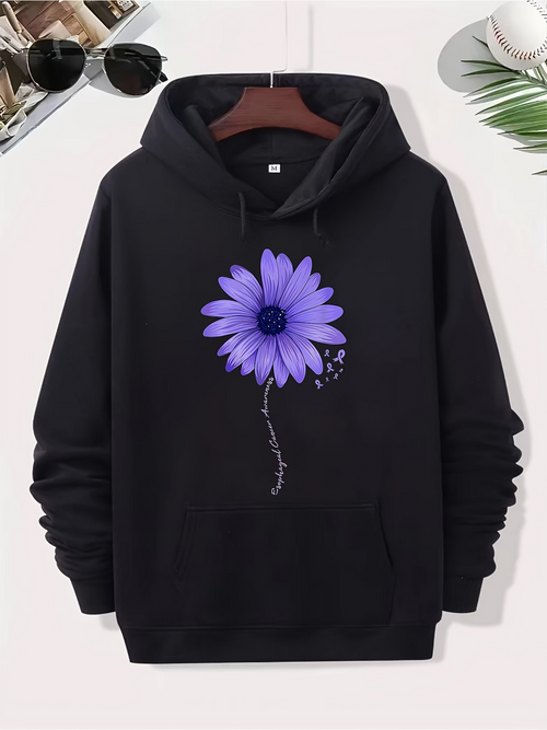Men's Graphic Hoodie Radiant Violet Petals Blooming In Soft Light Serene Single Flower