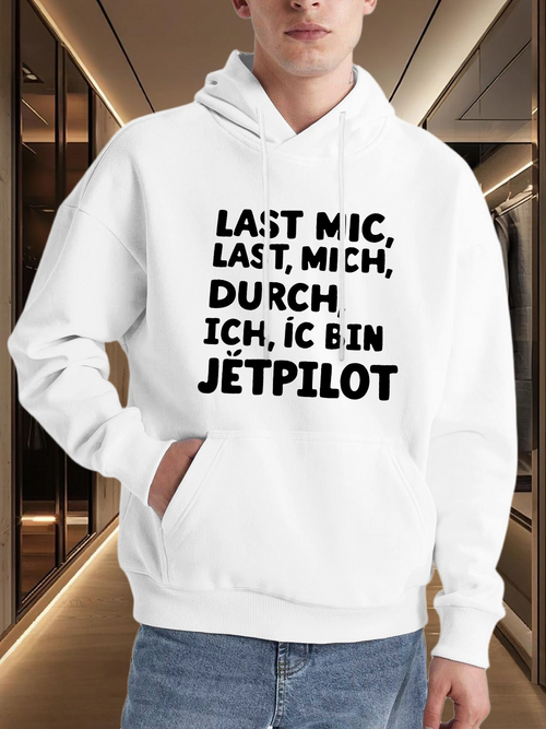 Men's Graphic Hoodie White Hoodie The Last Microphone The Last Mickey Through Me I Am a Jetpilot Text Print Casual Wear Sudadera de hombre Graphic hoodie men