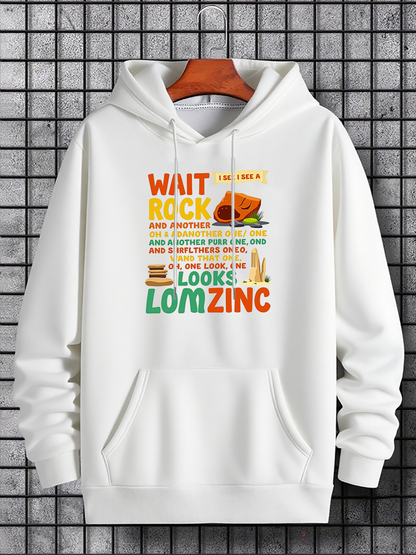 Men's Graphic Hoodie Wait Rock Amazing Sunrise With Green Grass And Flowers Zinc