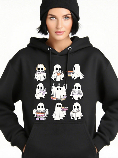 Women's Graphic Hoodie Adorable Ghosts Wearing Various Cute Accessories Halloween Ghost