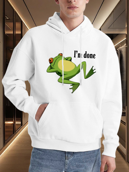Men's Graphic Hoodie Im Done With Bright Cartoon Style Relaxed Frog